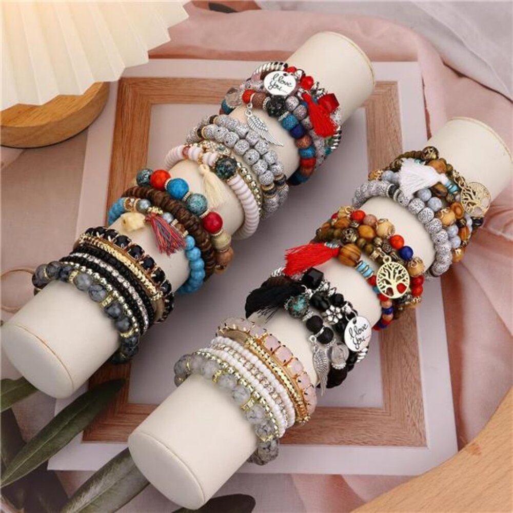 8 Sets Bohemian Stackable Bead Bracelets for Women Stretch - Picture 4 of 8